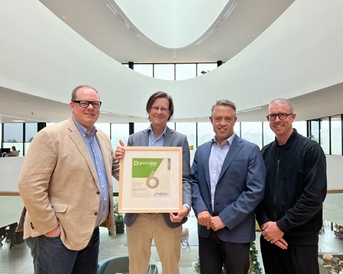 From left to right Lindsay Rowles, GM Membership and Property, Foodstuffs; Sam Archer, Director of Market Transformation, NZGBC; Nick Hanson, Head of Property, Foodstuffs; and Simon Wilson,Director, RDT Pacific